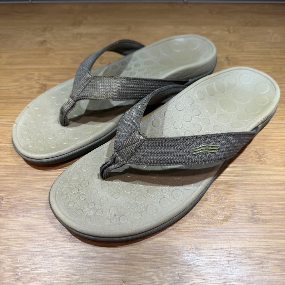 Vionic 44WAVE Khaki Men's 9 Women's 10 Comfort Orthotic Sandal Toe Flip Flop
